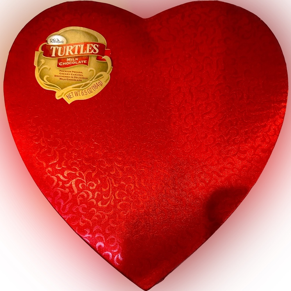 VTG DeMETs TURTLE VALENTINE PADDED SATIN HEART CHOCOLATE BOX 10.25” RED GIFT LUV